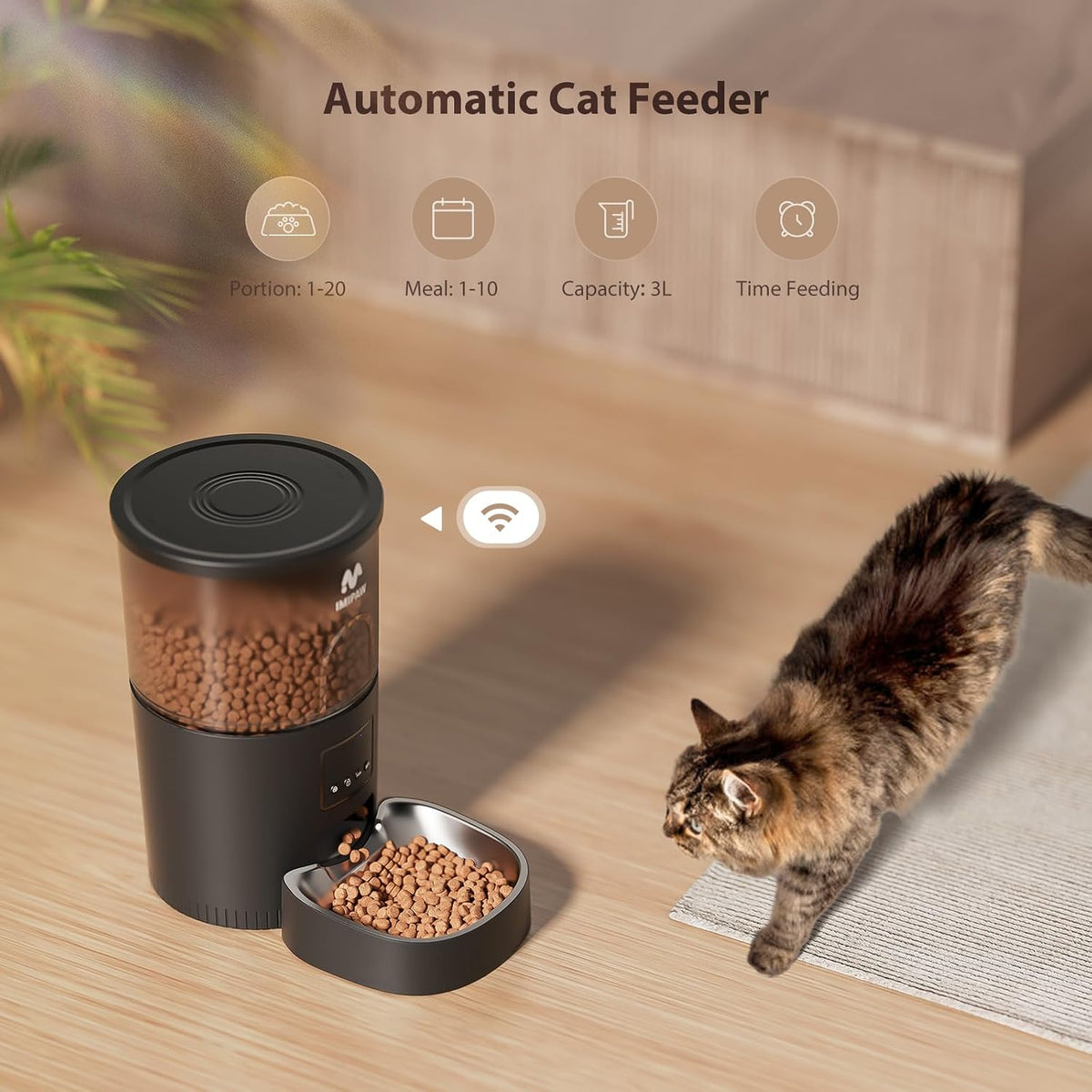 Automatic Cat Feeder, 5G WiFi Food Dispenser with APP Remote Control, Pet Dry Food Smart Feeder, Programmable Timed