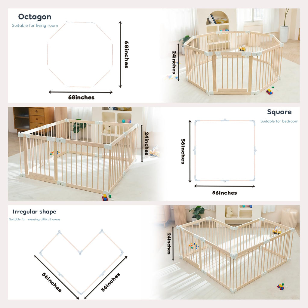 Modular Foldable Baby Playpen & Safety Activity Yard with Locking Walk-Through Gate for Infants & Toddlers