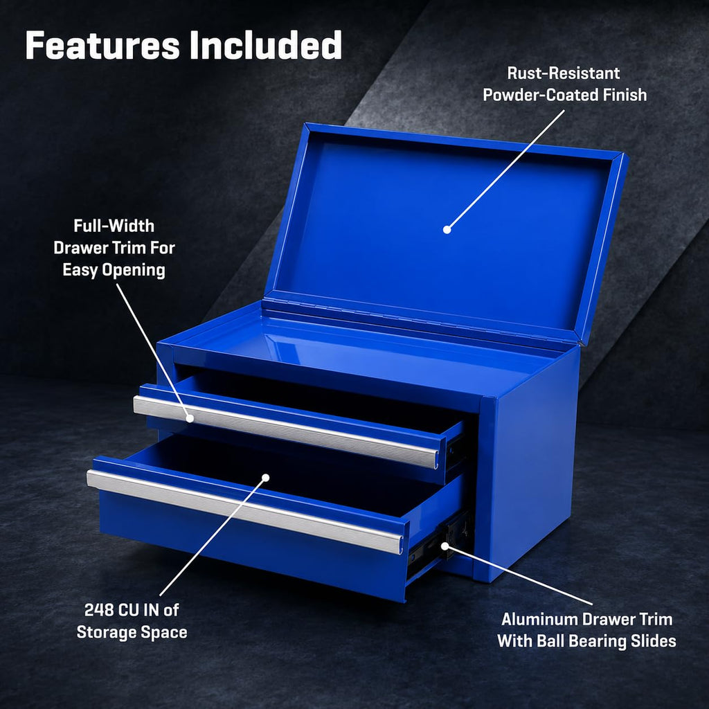 Mini 2-Drawer Blue Steel Tool Box