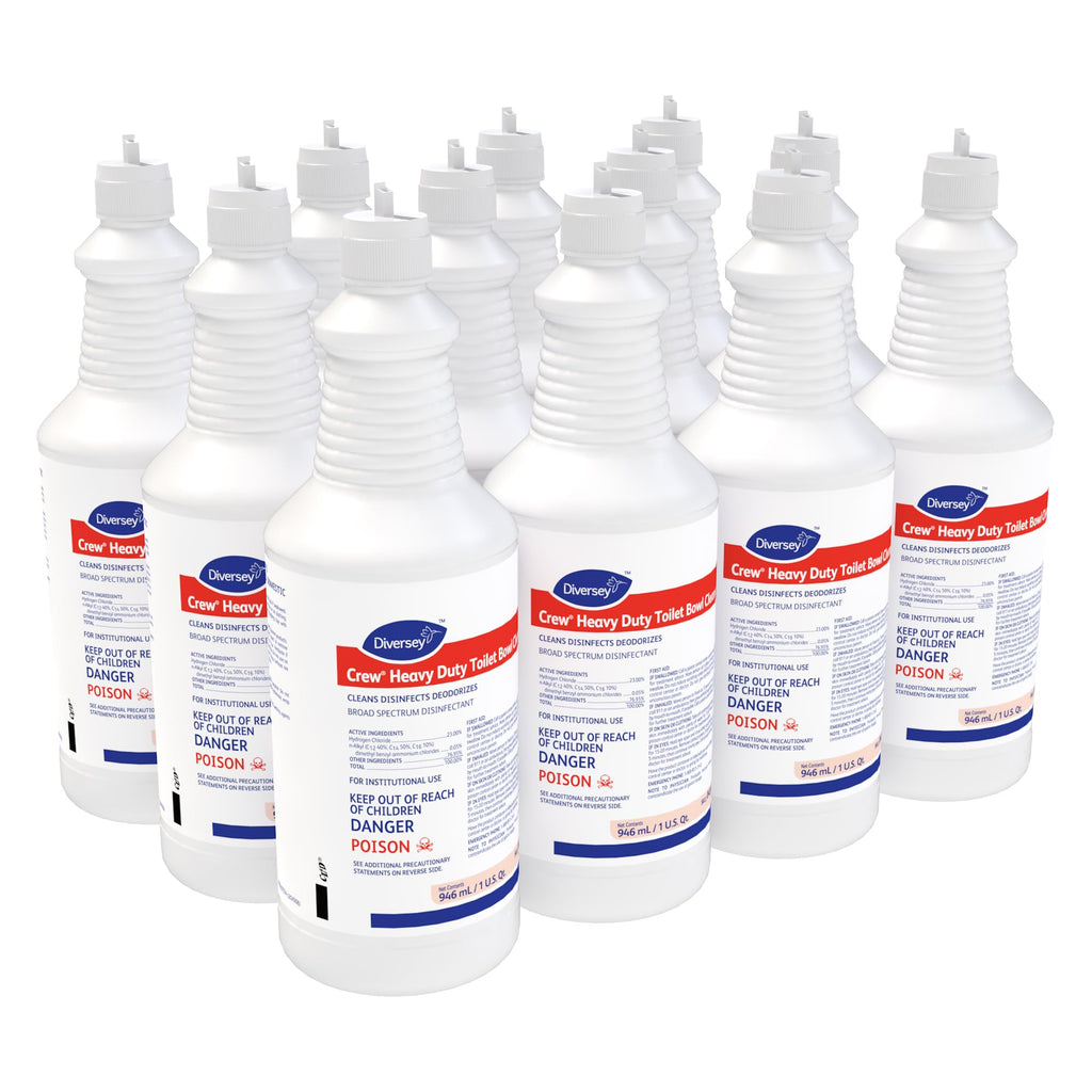 Diversey Heavy Duty Toilet Bowl Cleaner Disinfectant 32oz, 12 Pack