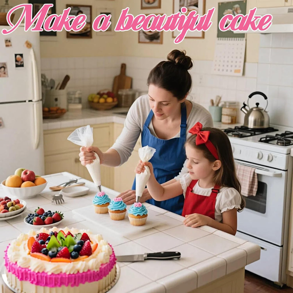 Reusable Piping Bags and Tips Set - 16inch Pastry Bags for Cake Decorating, Cupcakes, Cookies | Durable Cotton