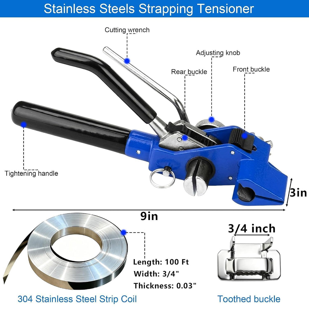 Metal Banding Strapping Kit Includes 200 ft Length 304 Stainless Steel Strapping 100 Metal Buckle a Strapping