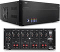 4 Multi-Zone Stereo Amplifier - 19” Rack Mount, Powerful 8000 Watts with Speaker Selector Volume Control & LED Audio