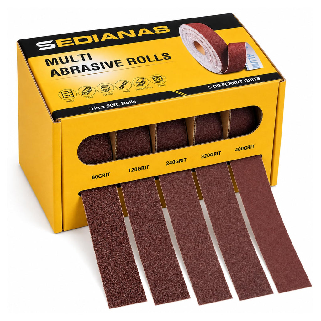 5 Pcs Emery Cloth Roll 80-400 Grit Abrasive Sandpaper Roll with Dispenser
