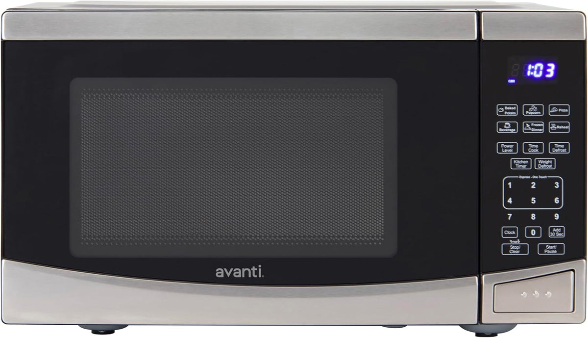 Microwave Oven 900-Watts Compact with 10 Power Levels and 6 Pre Cooking Settings, Speed Defrost, Electronic Control