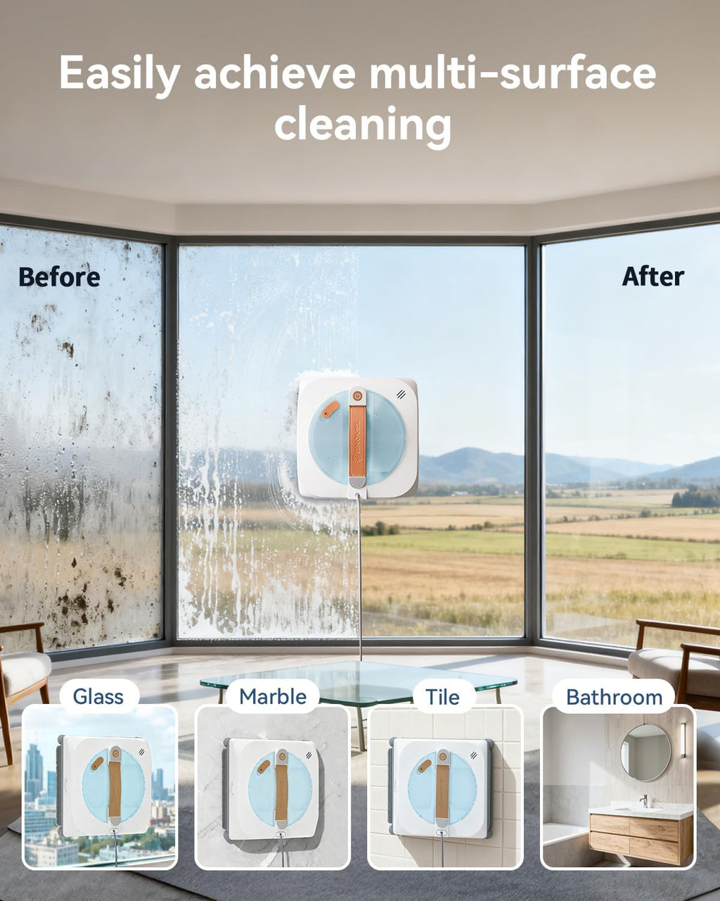 Window Cleaning Robot with 4 Cleaning Modes,8000Pa Suction for Glass