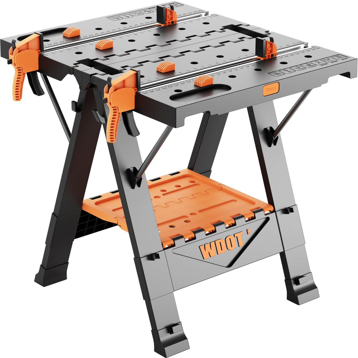 Portable Folding Work Bench Table 2-in-1 with 2 Clamps & 6 Bench Dogs