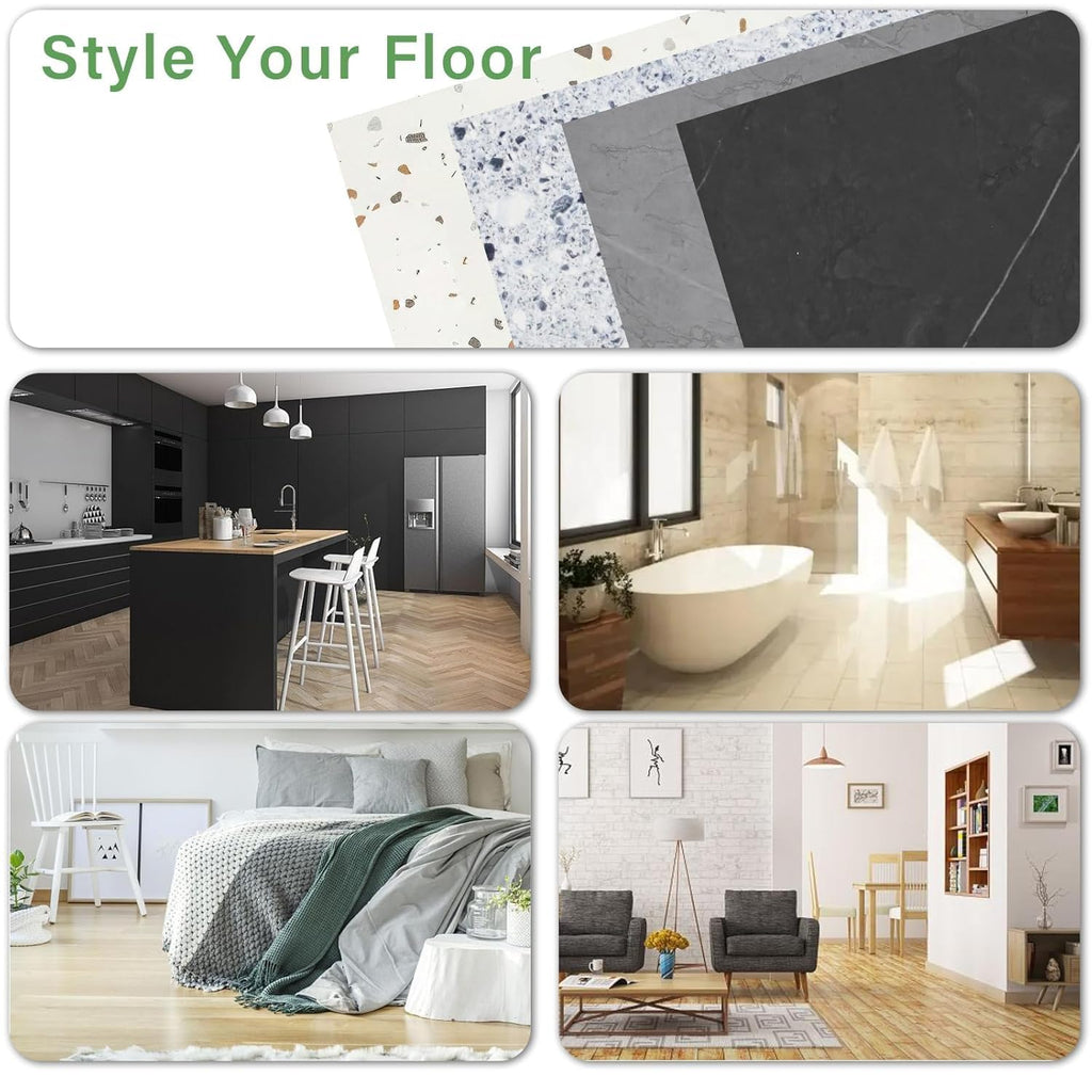40-Pack Peel and Stick Floor Tiles Vinyl Floor 12 x 12 inch Self Adhesive Waterproof Flooring Planks DIY for
