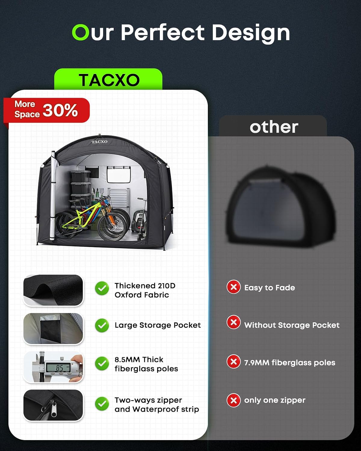 Bike Storage Shed Tent,Bike Cover Waterproof Outdoor Storage Shed with 30% More Top Storage Space for