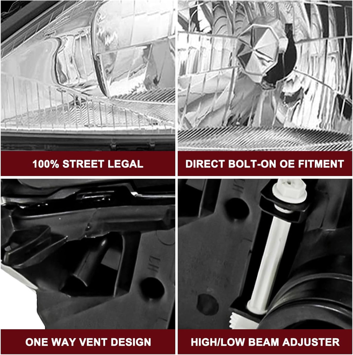 JSBOYAT Headlight Assembly Fit for 2000 to 2004 Ford Focus Halogen Type
