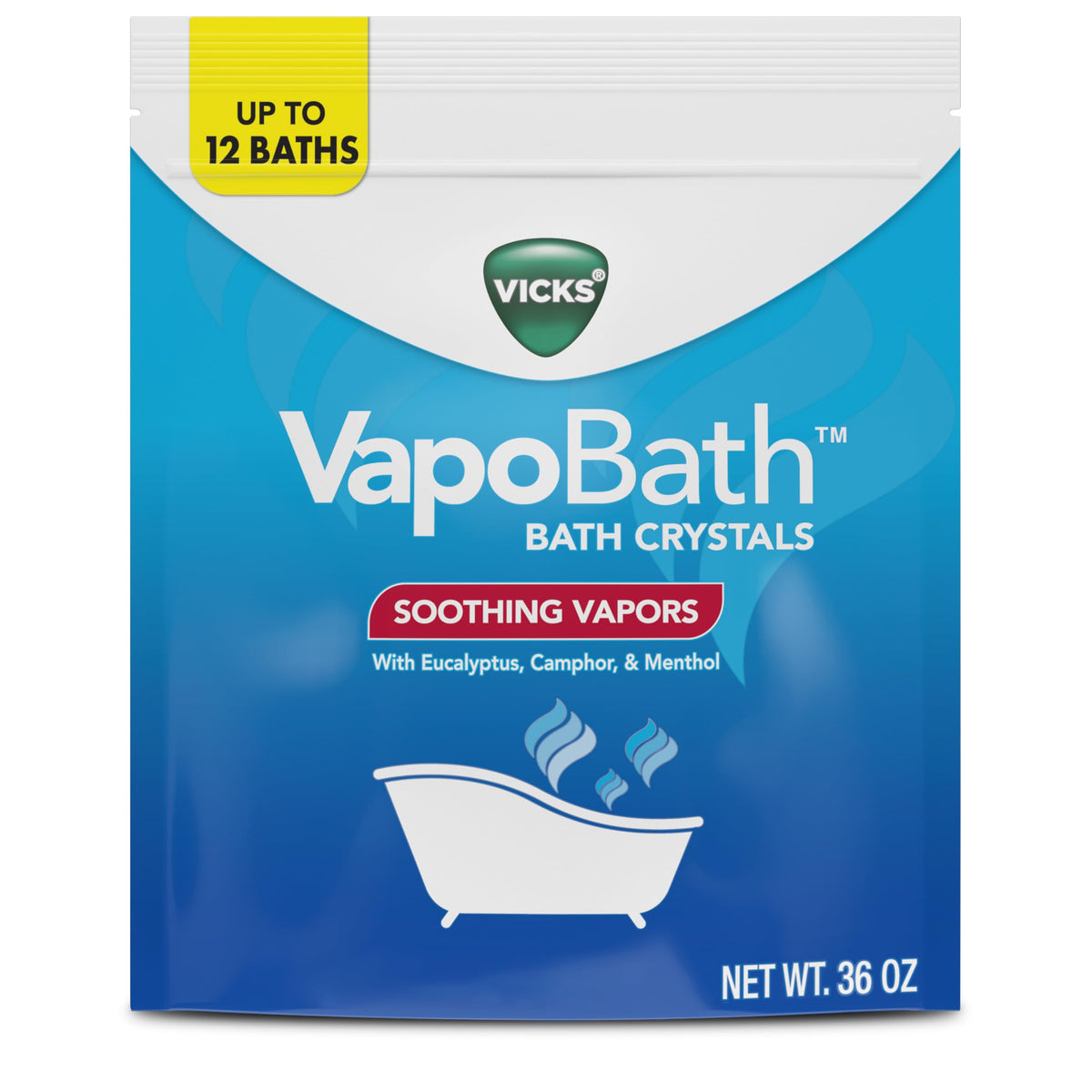 VapoBath, Bath Salts, Bath Bomb, Non-Medicated Bath Crystals, Comforting Vicks Vapors, Vapor Bath, Aromatherapy with