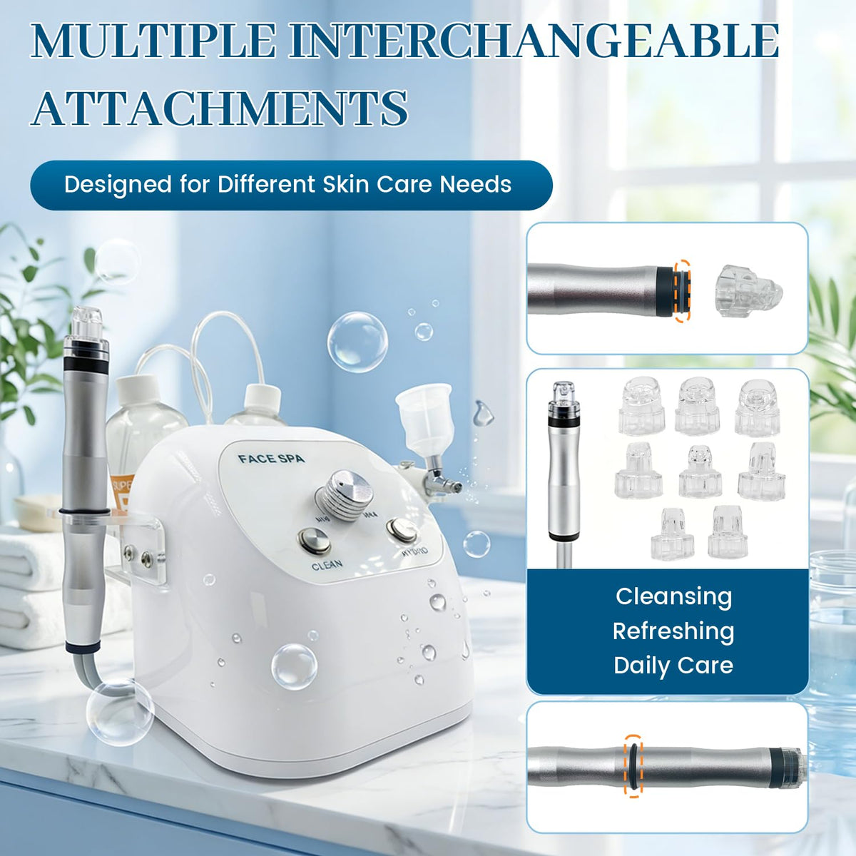 Hydrogen Oxygen Facial Machine for Home & Spa Use – Hydro Facial Machine Professional with Facial Vacuum, Water