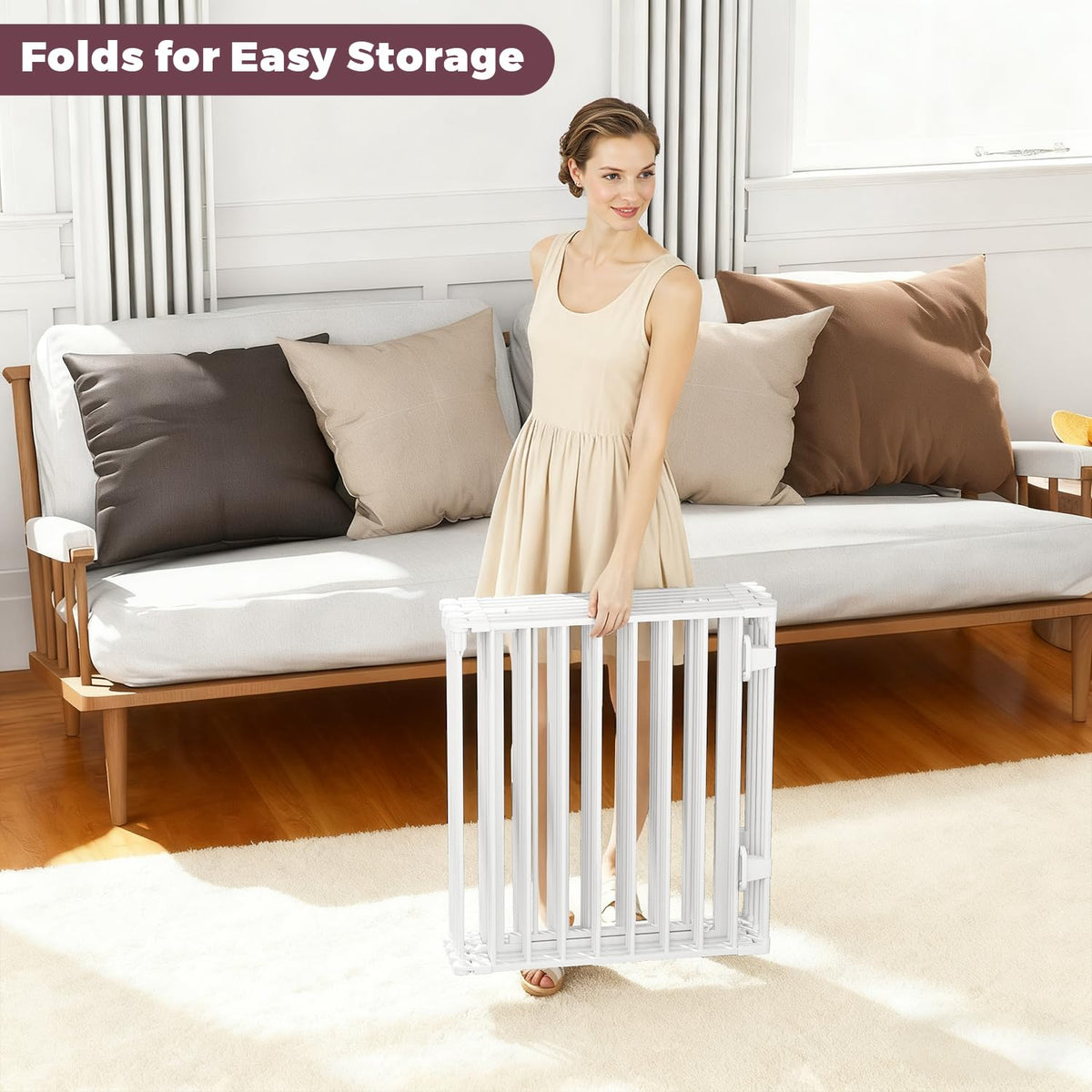 190" Modular Foldable Baby Playpen & Safety Activity Yard with Locking Walk-Through Gate for Infants & Toddlers