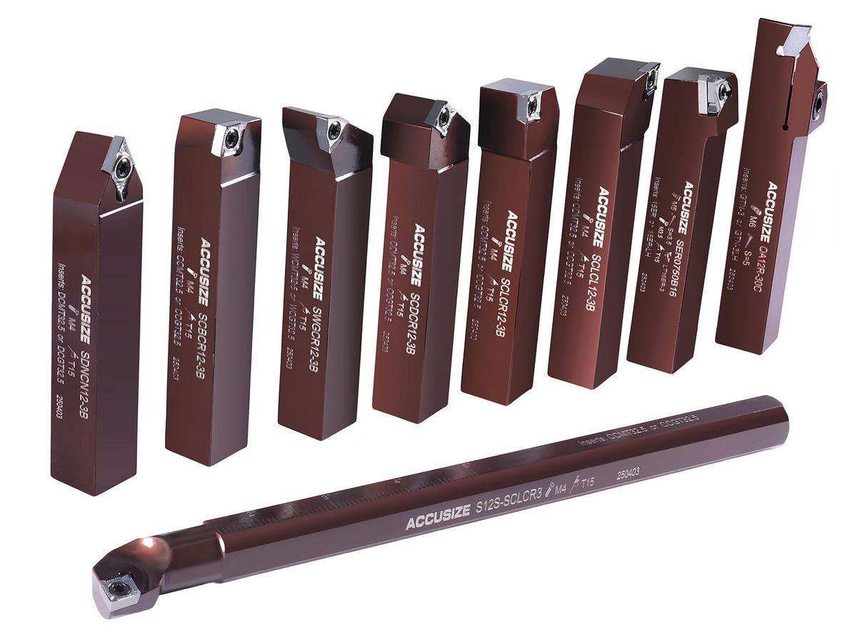 Accusize 3/4 in Shank Indexable Carbide Turning Tool Set, 3988-0034