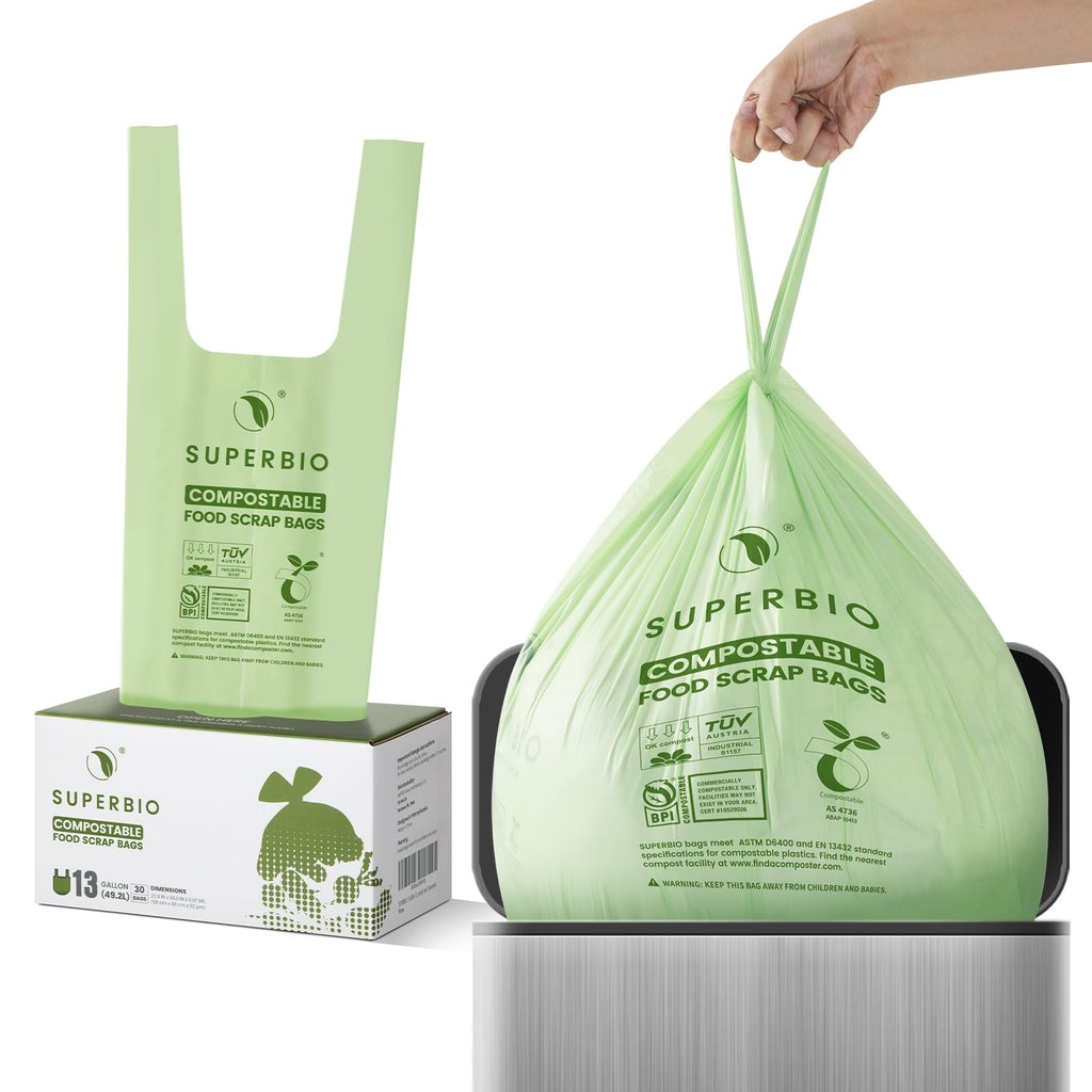 13 Gallon Compostable Kitchen Waste Bags with Handles