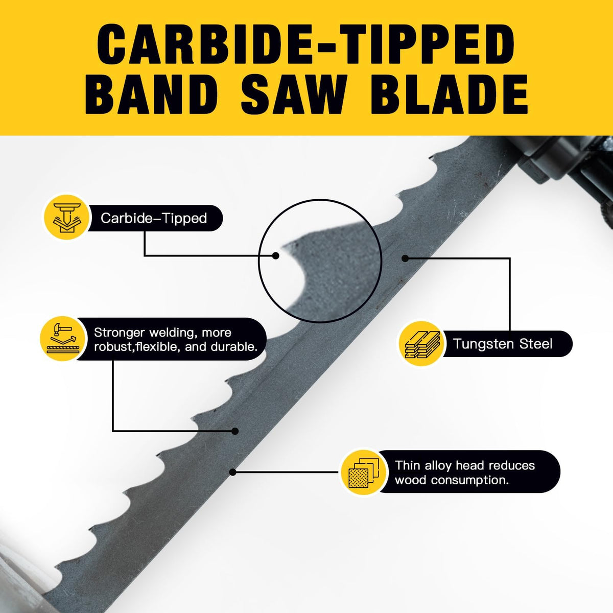 Dark Stone 160” Carbide-Tipped Resaw Bandsaw Blade, 1” x 2 TPI – Long-Life Carbide Teeth with Hook Tooth Geometry for Hardwood Resawing, Heavy-Duty Professional Use | DS23452