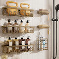 Shower Caddy 6-Pack, No Drilling & Rustproof, Waterproof Adhesive Shelves Rack with Soap Holder, Large Capacity