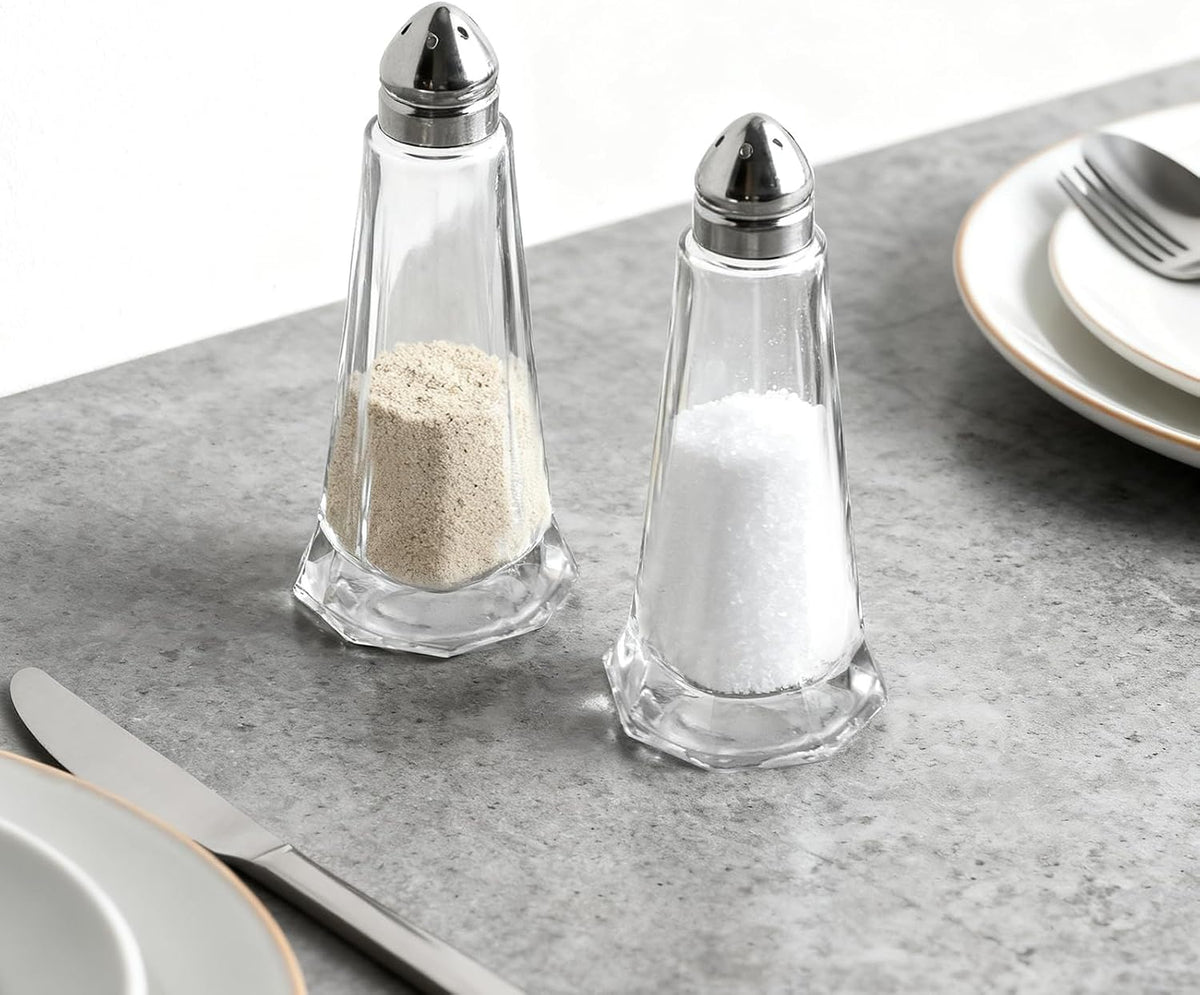 Set of 24 Tower Glass Salt and Pepper Shakers Bulk 40ml Small Tower Spice Shakers Refillable Glass Salt Shaker with