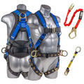 Hammerhead 5pt Safety Harness w/ 6' Single Leg Rebar Hook Safety Lanyard & D-Ring Extender (Blue SLKR - 3XLG)