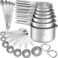 Measuring Cups and Spoons Set, 7 Stainless Steel Nesting Measuring Cups & 7 Spoons, 5 Mini Measuring Spoons & 2