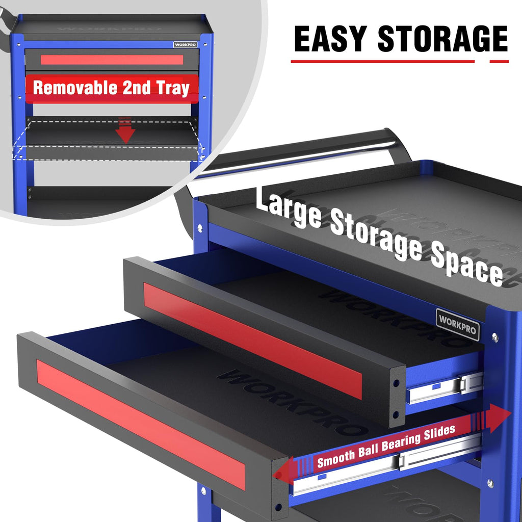 Premium 28" 2-Drawer Rolling Tool Cart, Heavy Duty Utility Industrial Service Cart Storage Organizer with Wheels and