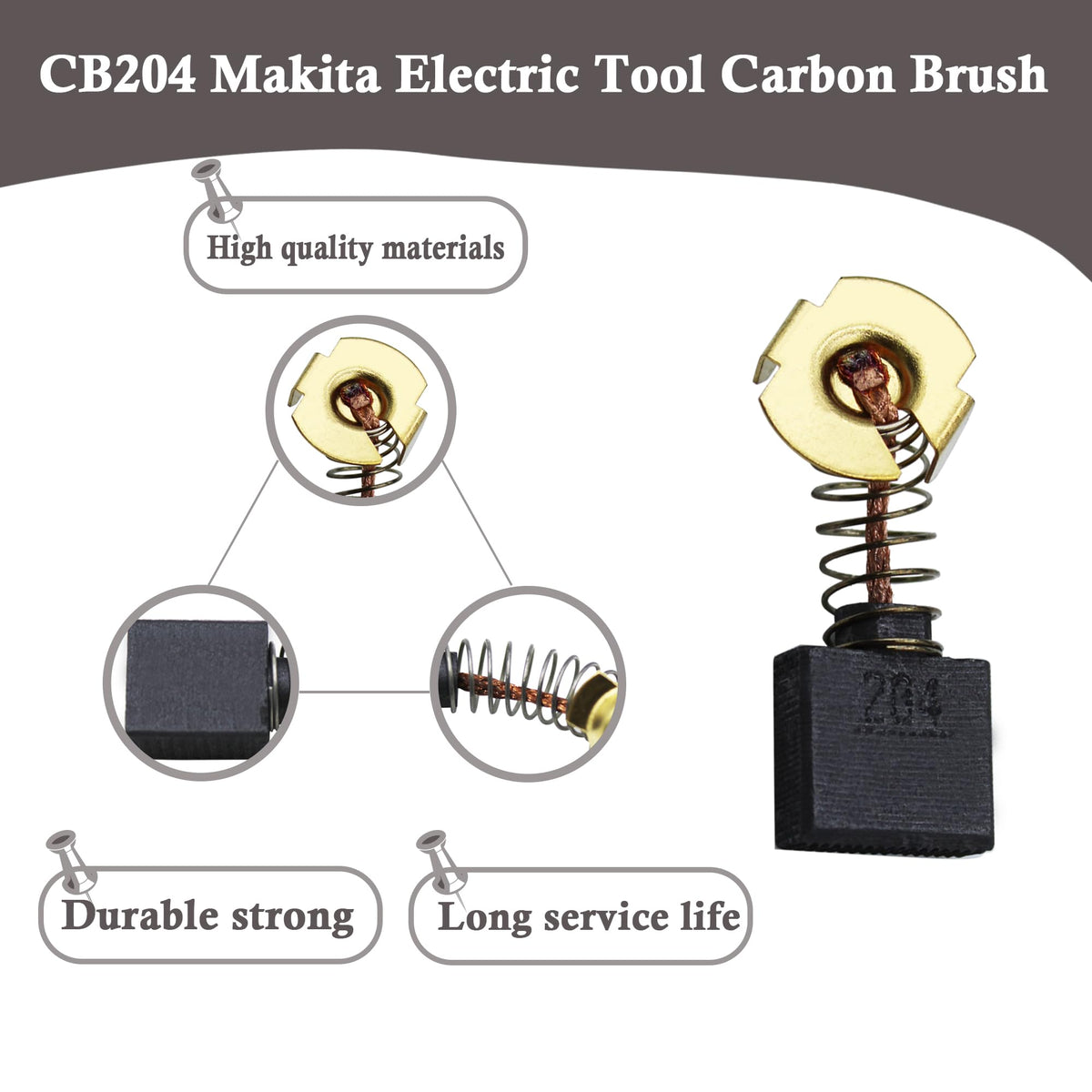 Follde CB204 Replacement for Makita GA7021 Carbon Brushes 4 Pcs