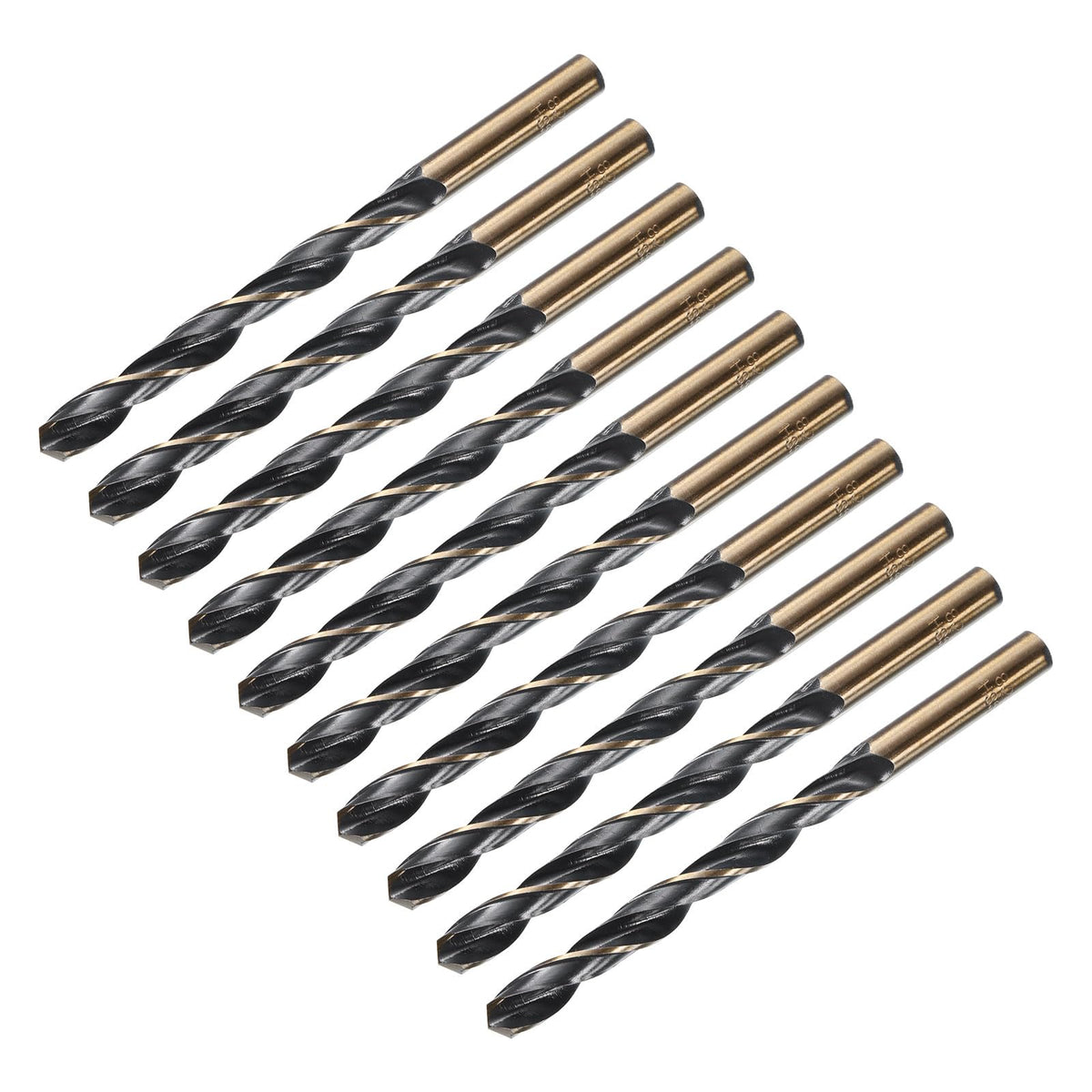 uxcell 10pcs Straight Shank Twist Drill Bits 8.2mm Gold Titanium & Black Nitride Coated High Speed Steel (HSS) 4341 with 8.2mm Shank for Stainless Steel Alloy Metal Plastic Wood