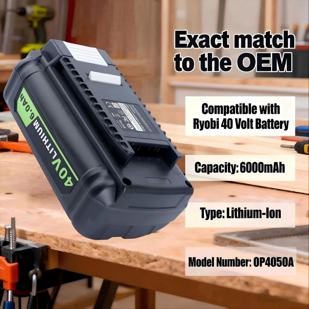 Compatible with Ryobi 40V Battery 6.0Ah Lithium Replacement OP4050A