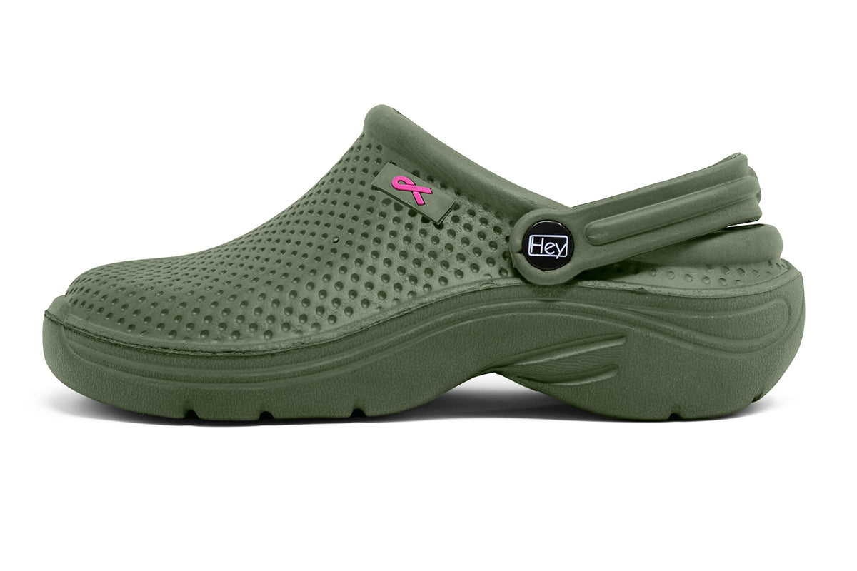 Hey Medical Uniforms Women’s Lightweight Slip‑On Nursing Clogs – Olive EVA Support Shoes for Work & Garden – Size 8