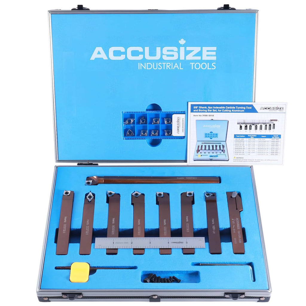 Accusize 5/8 in Shank Indexable Carbide Turning Tool Set, 3988-0058
