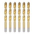 uxcell 6pcs Titanium Twist Drill Bit 3/8" Drilling Dia High Speed Steel Drills for Hardened Metal, Stainless Steel, Cast Iron, Wood, Plastic