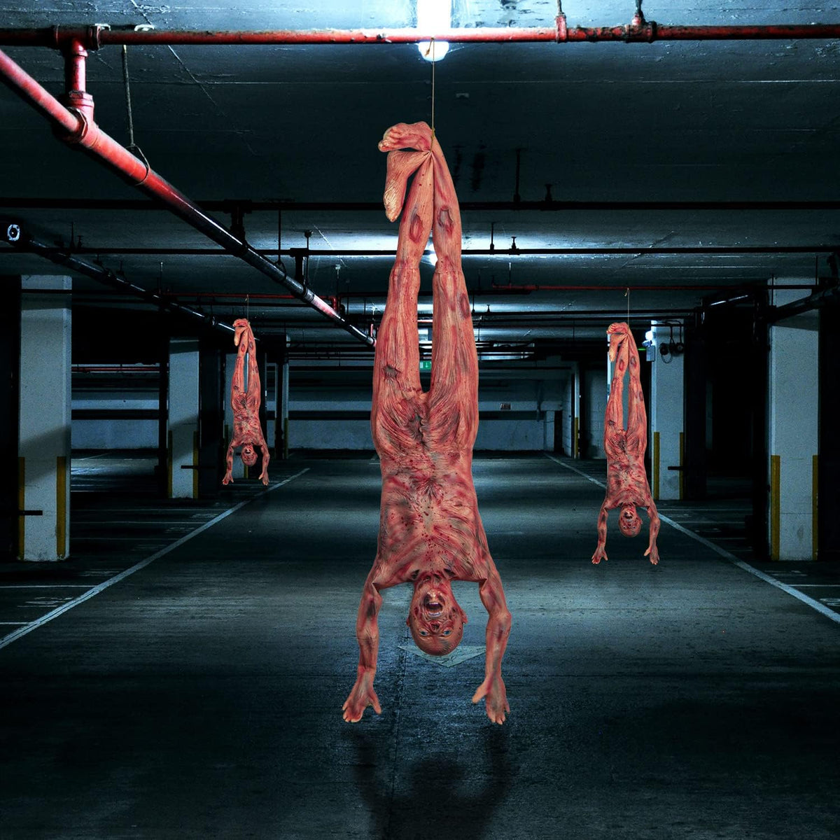 Halloween Bloody Dead Body - 4.8ft Latex Skinned Hanging Corpse Torso Props for Haunted House Zombie Halloween Party
