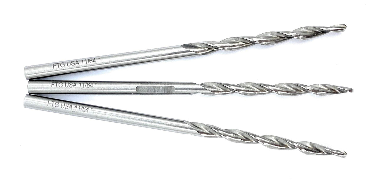 FTG USA 3 Pc #8 11/64" Replacement Tapered Drill Bit Only All Same Size Set
