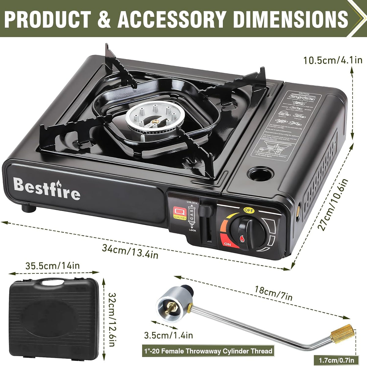 Portable Dual Fuel Camping Stove - 10,000 BTU Butane and Propane Stove with Adapter & Case - Single Burner Gas Stove