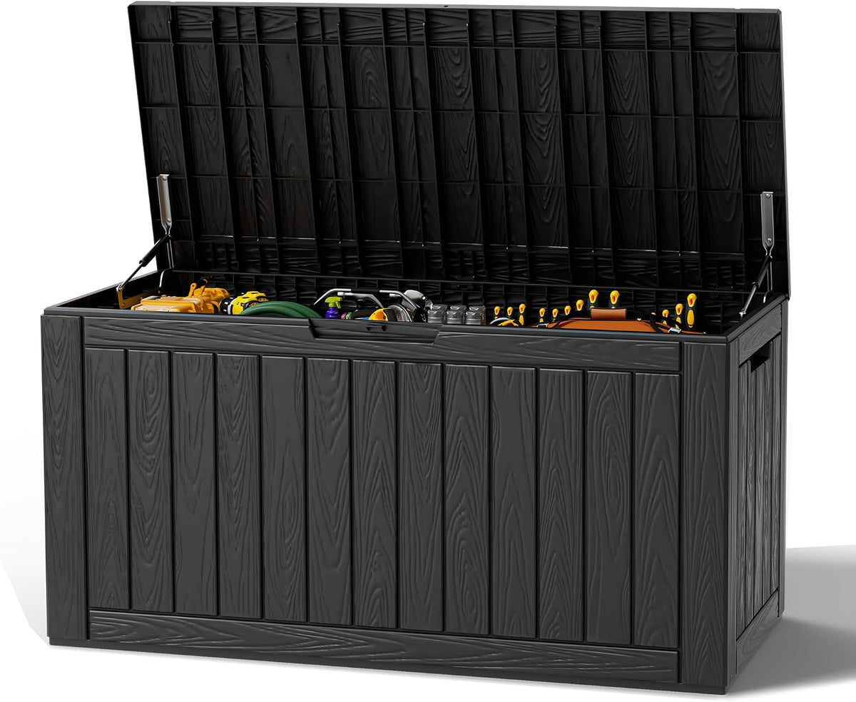 Oudoor Storage Deck Boxes Waterproof, Waterproof and UV Resistant Outdoor Storage Box Lockable Lid for Delivery Box