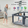 71" x79" Modular Foldable Baby Playpen & Safety Activity Yard with Locking Walk-Through Gate for Infants & Toddlers