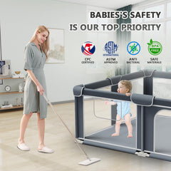 71" x79" Modular Foldable Baby Playpen & Safety Activity Yard with Locking Walk-Through Gate for Infants & Toddlers