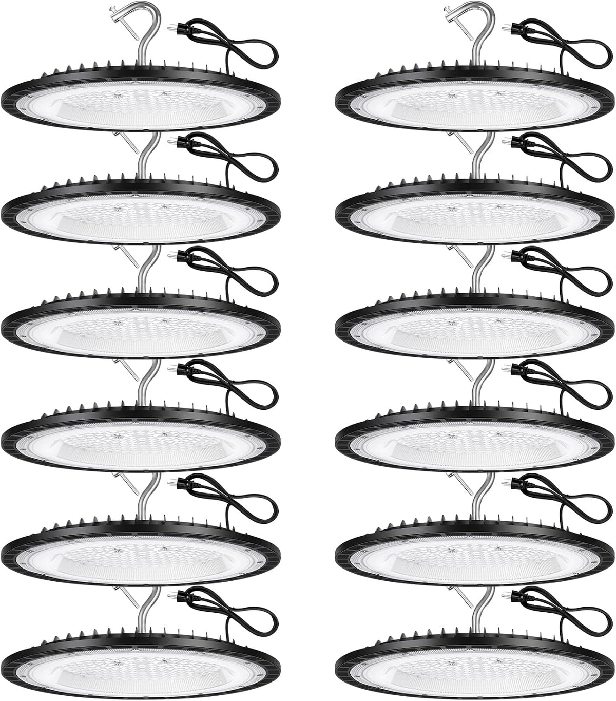 YANYCN 12 Pack 240W UFO LED High Bay Lights,120VAC IP66 Waterproof,40000LM 5000K Daylight, 1050W MH/HPS with Plug Commercial Bay Lighting for Barn,Gym,Factory,Warehouse,Shop,Workshop,Gym