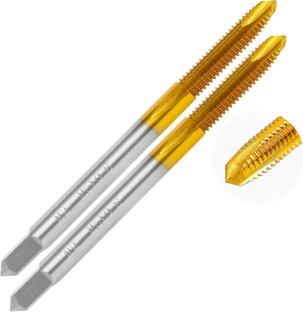 2Pcs M5X0.8 Spiral Point Metric Thread Tap for Stainless Steel and Metal