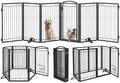 36" Tall x 120" Freestanding Heavy-Duty Steel Folding Pet & Dog Barrier Gate with Support Feet for Wide Indoor Openings, Hallways & Stairs
