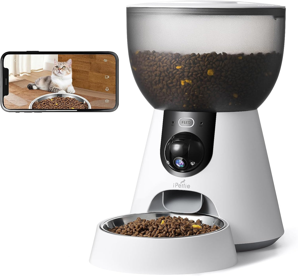 F4-C Smart Automatic Pet Feeder with 160° Wide-Angle Camera, 5G WiFi Connectivity, 2K HD, Motion & Sound Detection