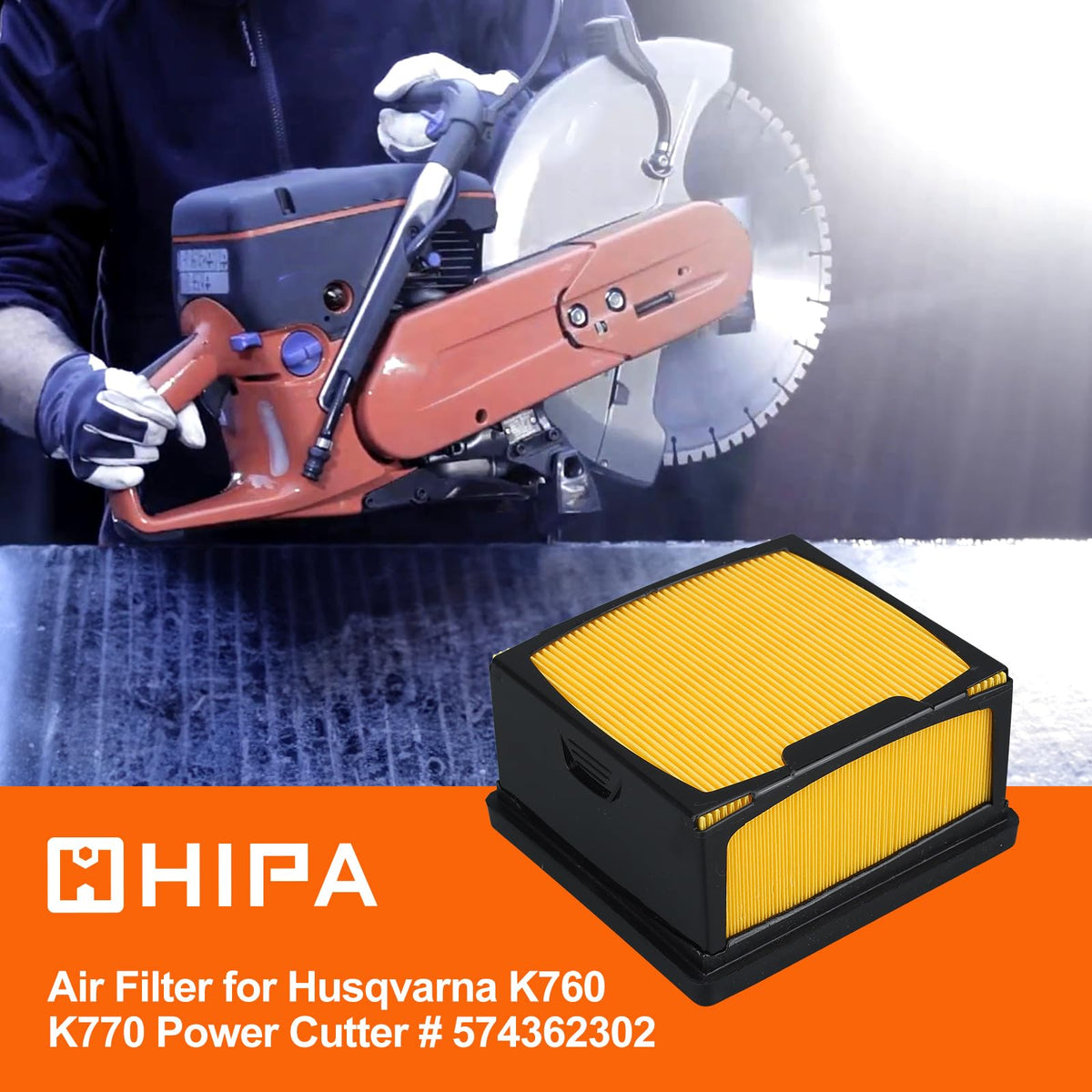 Pack of 6, K760 K770 Air Filter for Husqvana K770 Parts Concrete Saws Power Cutter Replaces 574362301 574362302 525470601 525470602