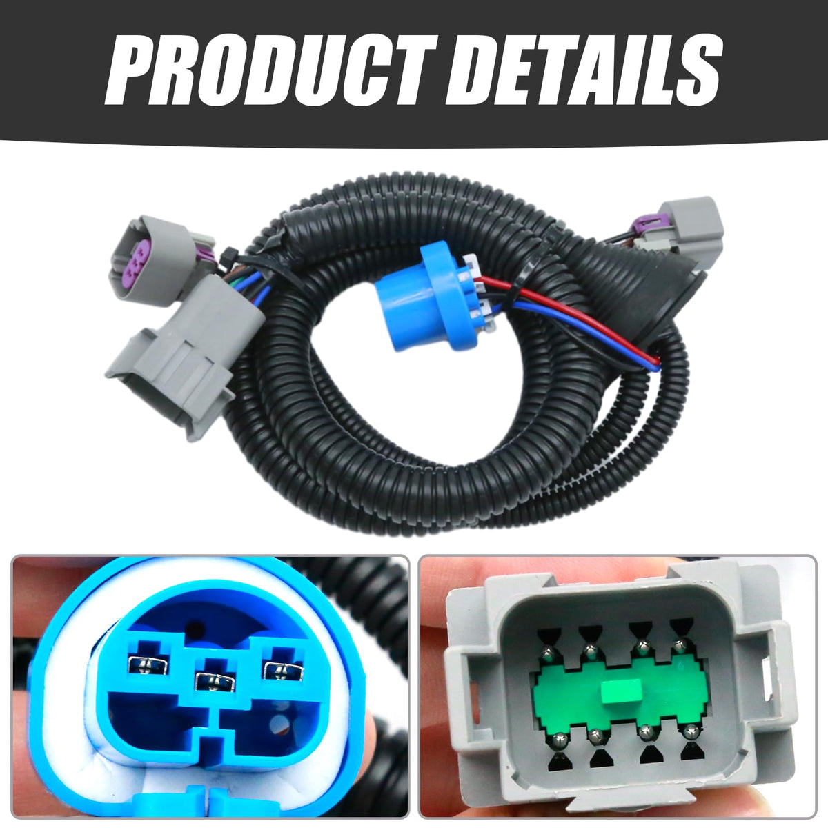 2 Pcs 61A3002-0474 1-34267 Headlight Wiring Harness, Replacement for Peterbilt 382 2007-2018 384 2007-2014 386 2005-2015 387 1999-2010