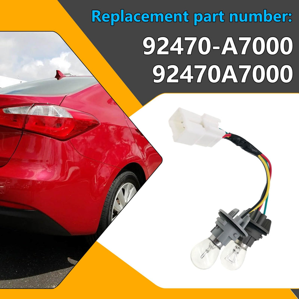 BSNOVT Tail light harness,Compatible with 2013 2014 2016 Kia Forte 4DR Non LED LH/RH Outer,Rear Combination Lamp Bulb Holder & Wiring 92470-A7000 92470A7000