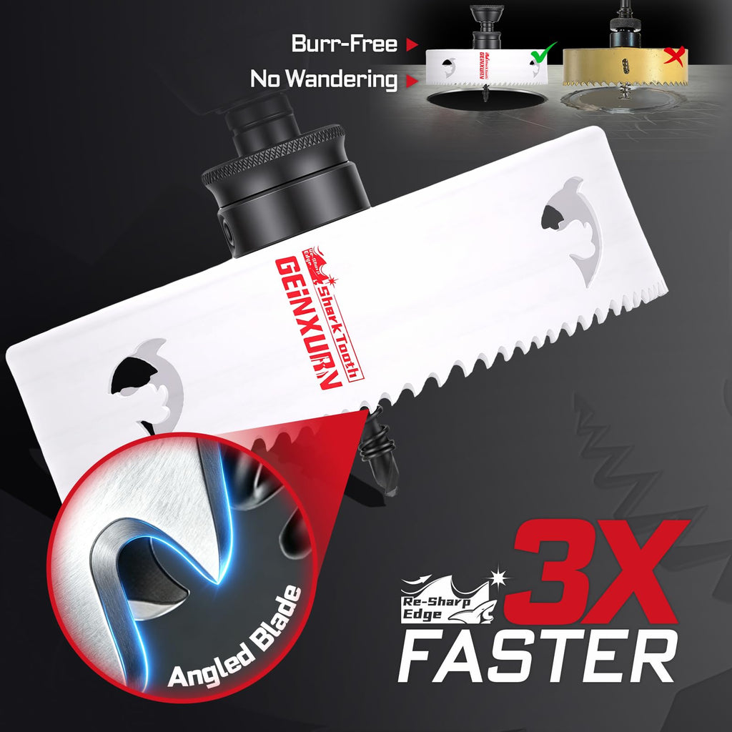 Geinxurn 6 in(152mm) Hole Saw Set, HSS Bi-Metal Hole Cutter with Arbor and Hex Wrench, 4PCS Hole Saw Kit for Wood, Drywall, PVC Boards, Thin Metal & Plastic