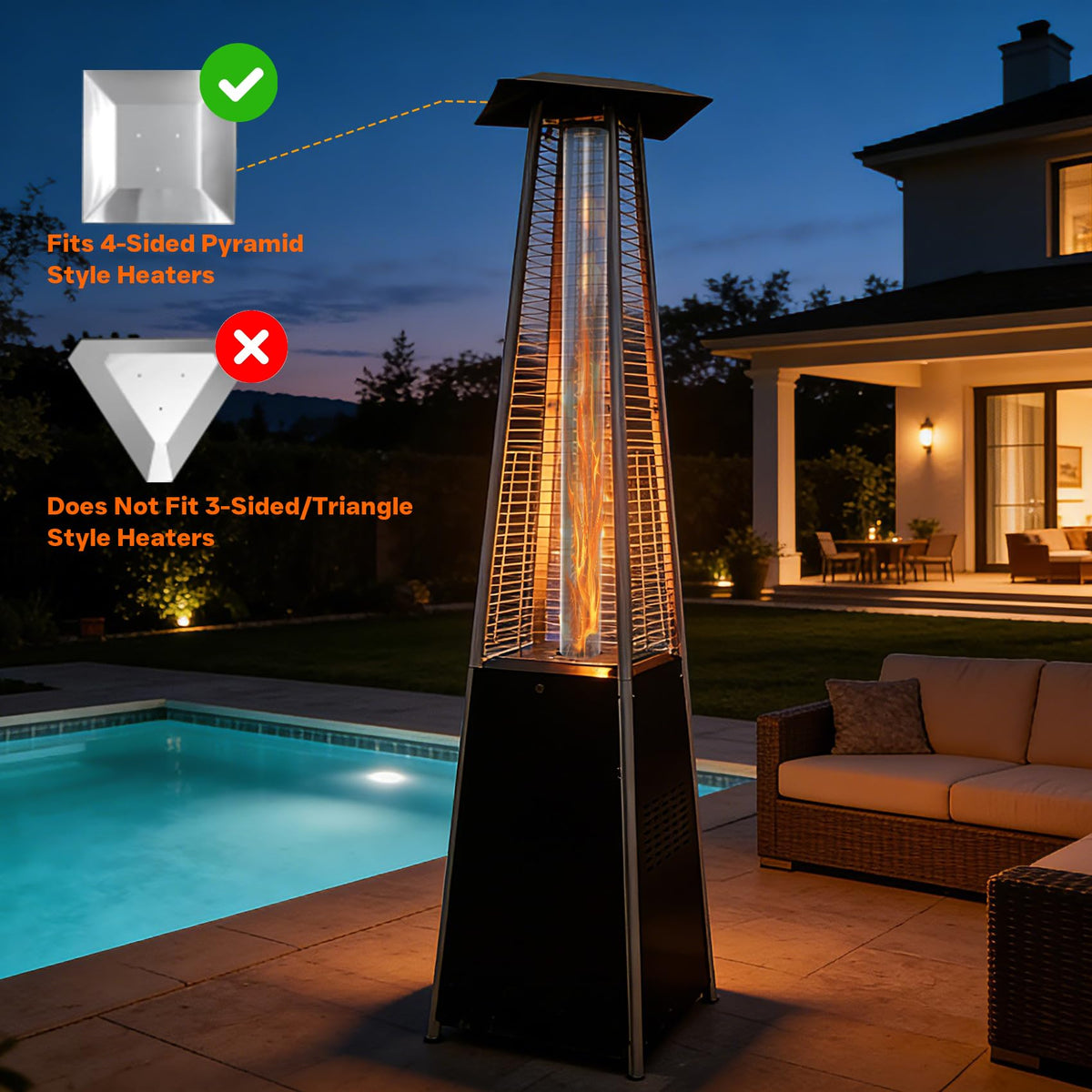 49.5"x4" Patio Heater Glass Tube Fits 87" Pyramid Heaters