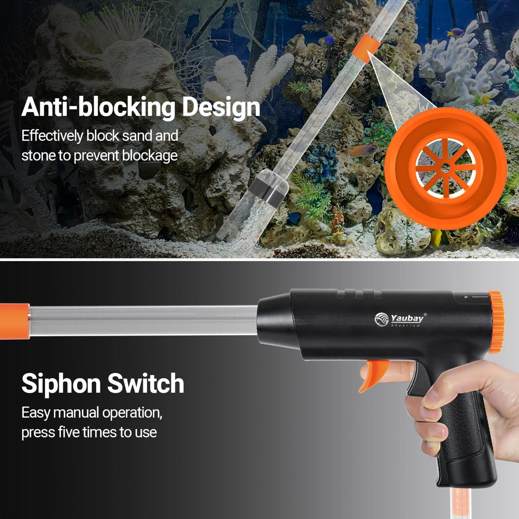 132GPH Manual Aquarium Gravel Cleaner, Fish Tank Siphon Vacuum Cleaner with Adjustable Water Flow for Cleaning Dirt