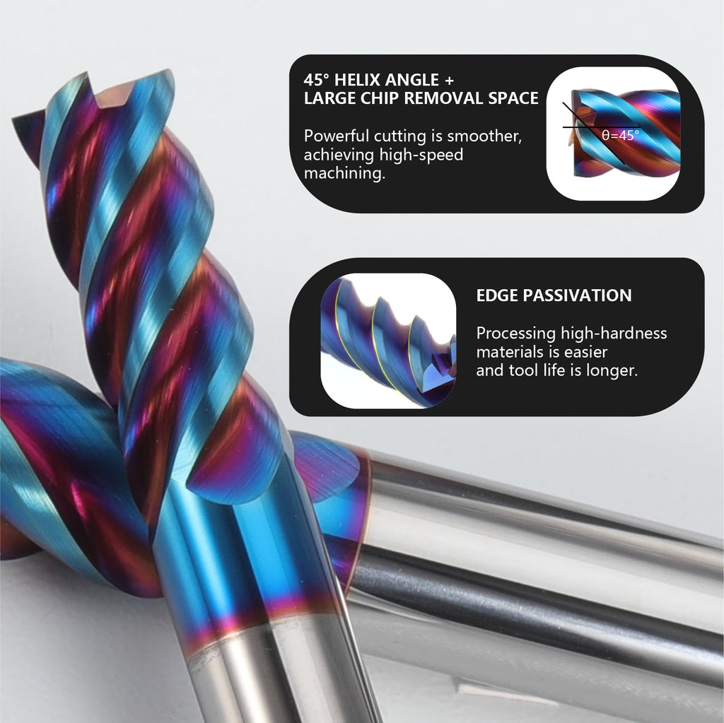 ALYICIA 8mm Nano-Coated Tungsten Carbide End Mill CNC Milling Cutter Bits