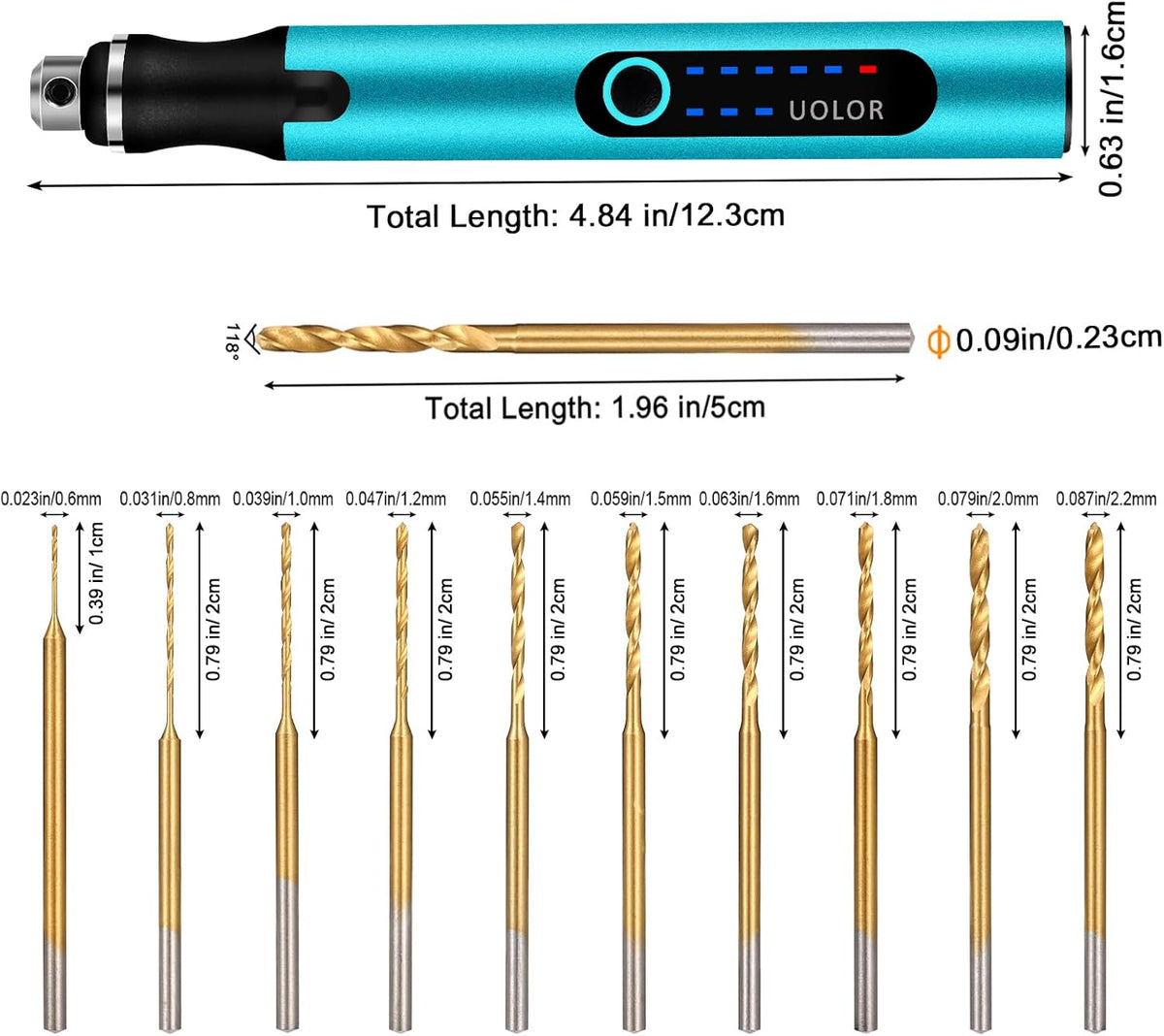 3-Speed Cordless Mini Drill Pen, Rechargeable DIY Electric Hand Drill with 10 Small Drill Bits, Micro Drill Set for