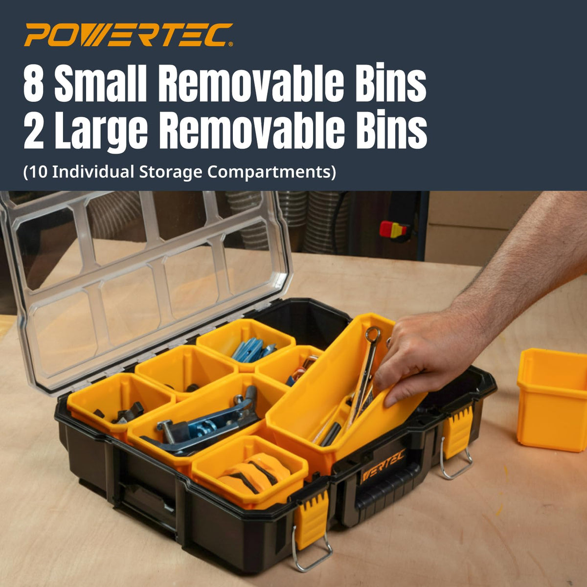 Small Parts Organizer & Tool Box – 10 Compartments, IP65 Water & Dust Protection, Stackable Storage with Interlocking